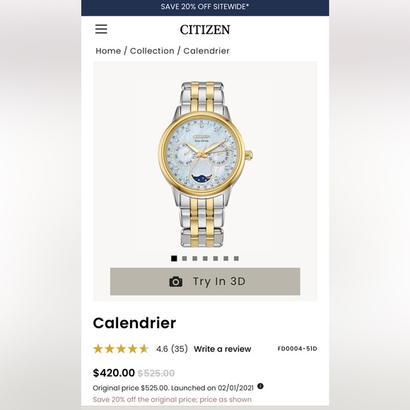 Citizen Eco Drive with Diamond insets - Picture 2 of 5